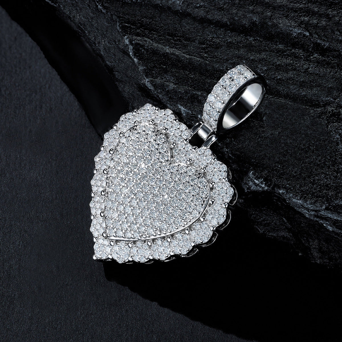 Adored Moissanite Heart Pendant Necklace in Sterling Silver