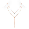 Blush 1 Carat Moissanite Layered Lariat Necklace in Rose Gold-Tone Sterling Silver