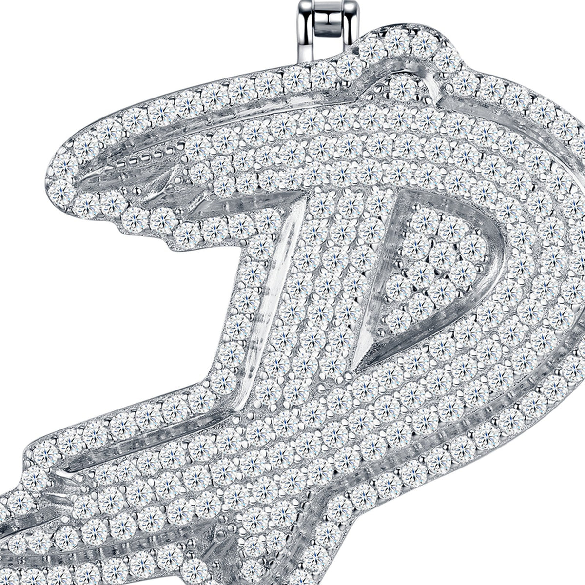 Initial D Moissanite Iced Bubble Pendant Necklace in Sterling Silver