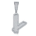 Initial Y Moissanite Iced Bubble Pendant Necklace in Sterling Silver