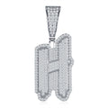 Initial H Moissanite Iced Bubble Pendant Necklace in Sterling Silver