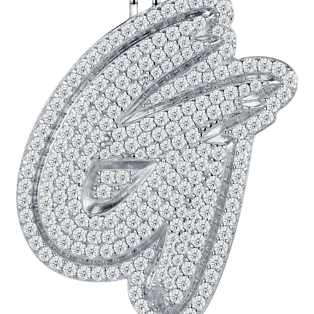 Initial G Moissanite Iced Bubble Pendant Necklace in Sterling Silver