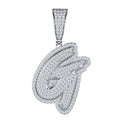 Initial G Moissanite Iced Bubble Pendant Necklace in Sterling Silver