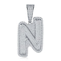 Initial N Moissanite Iced Bubble Pendant Necklace in Sterling Silver