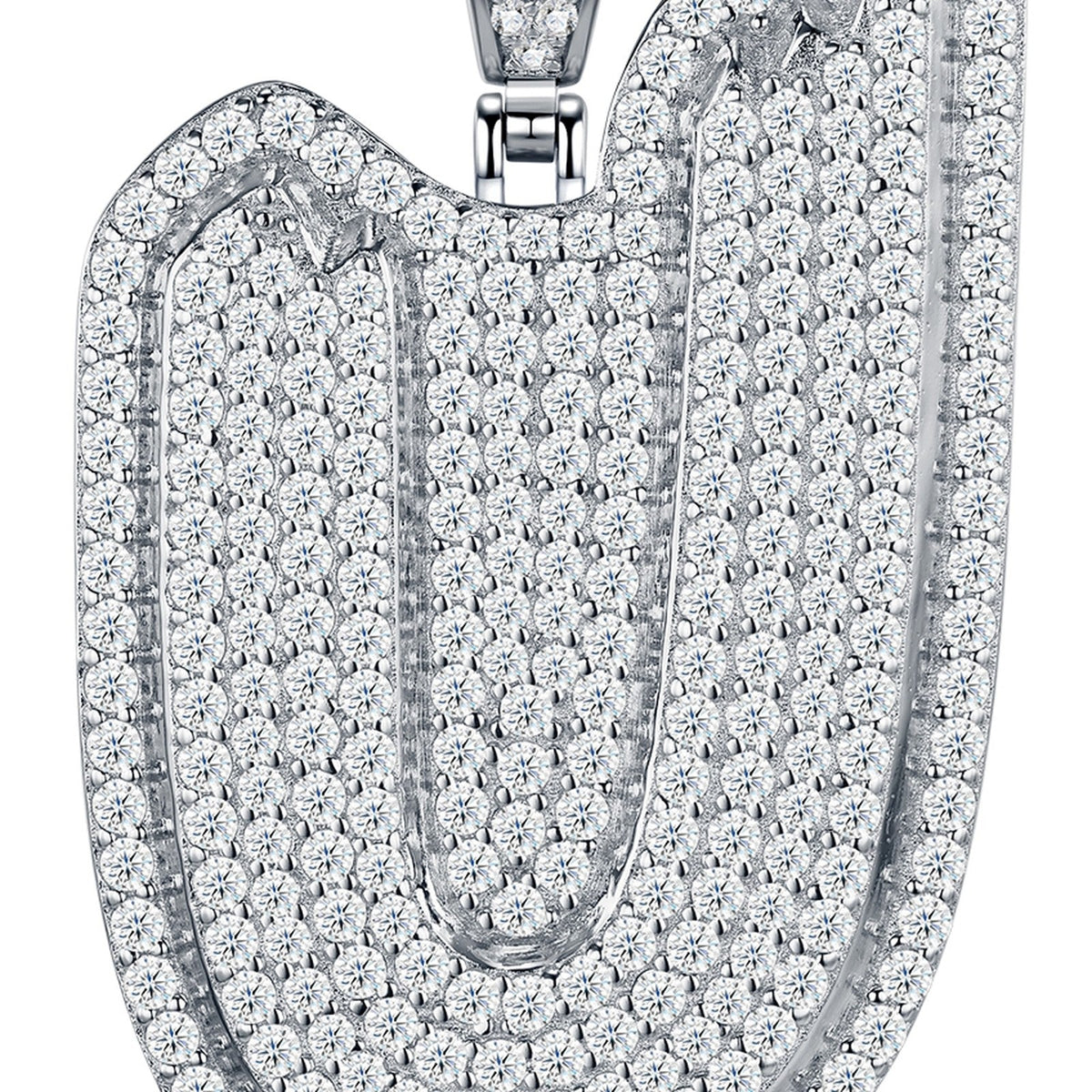 Initial U Moissanite Iced Bubble Pendant Necklace in Sterling Silver