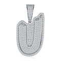 Initial U Moissanite Iced Bubble Pendant Necklace in Sterling Silver