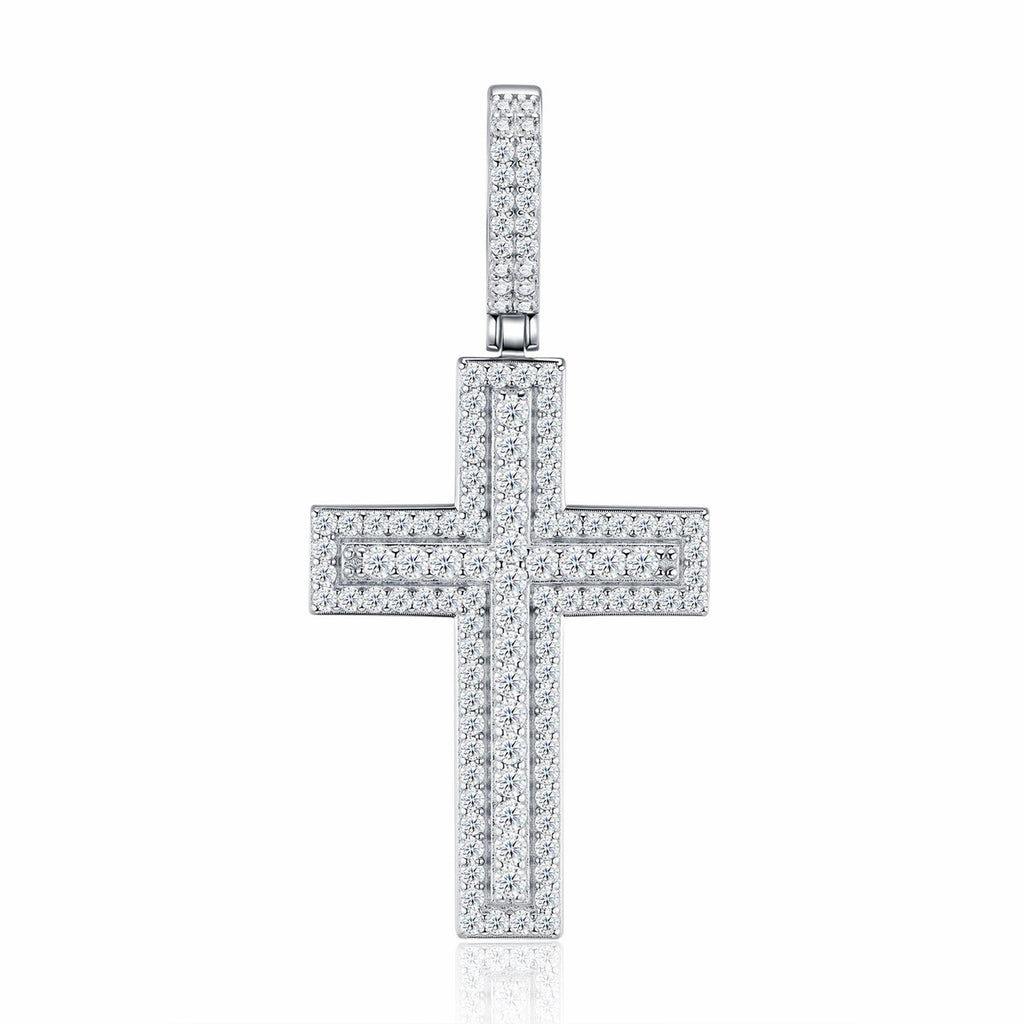 Emmanuel Moissanite Cross Necklace in Sterling Silver