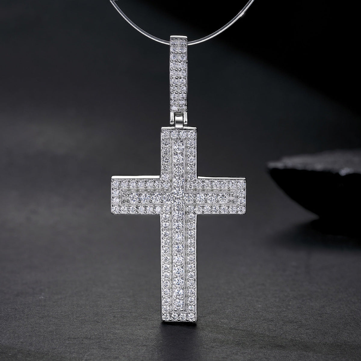 Emmanuel Moissanite Cross Necklace in Sterling Silver