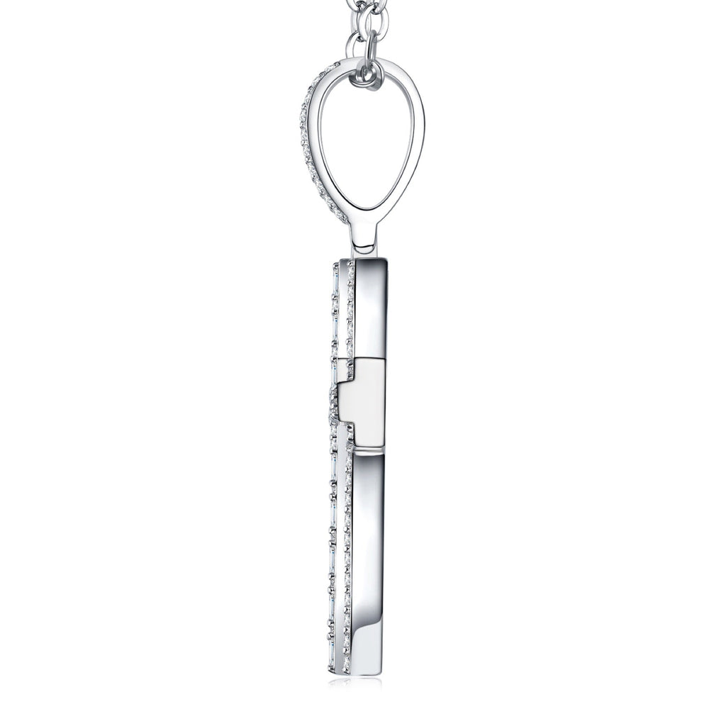 Providence Moissanite Cross Necklace in Sterling Silver