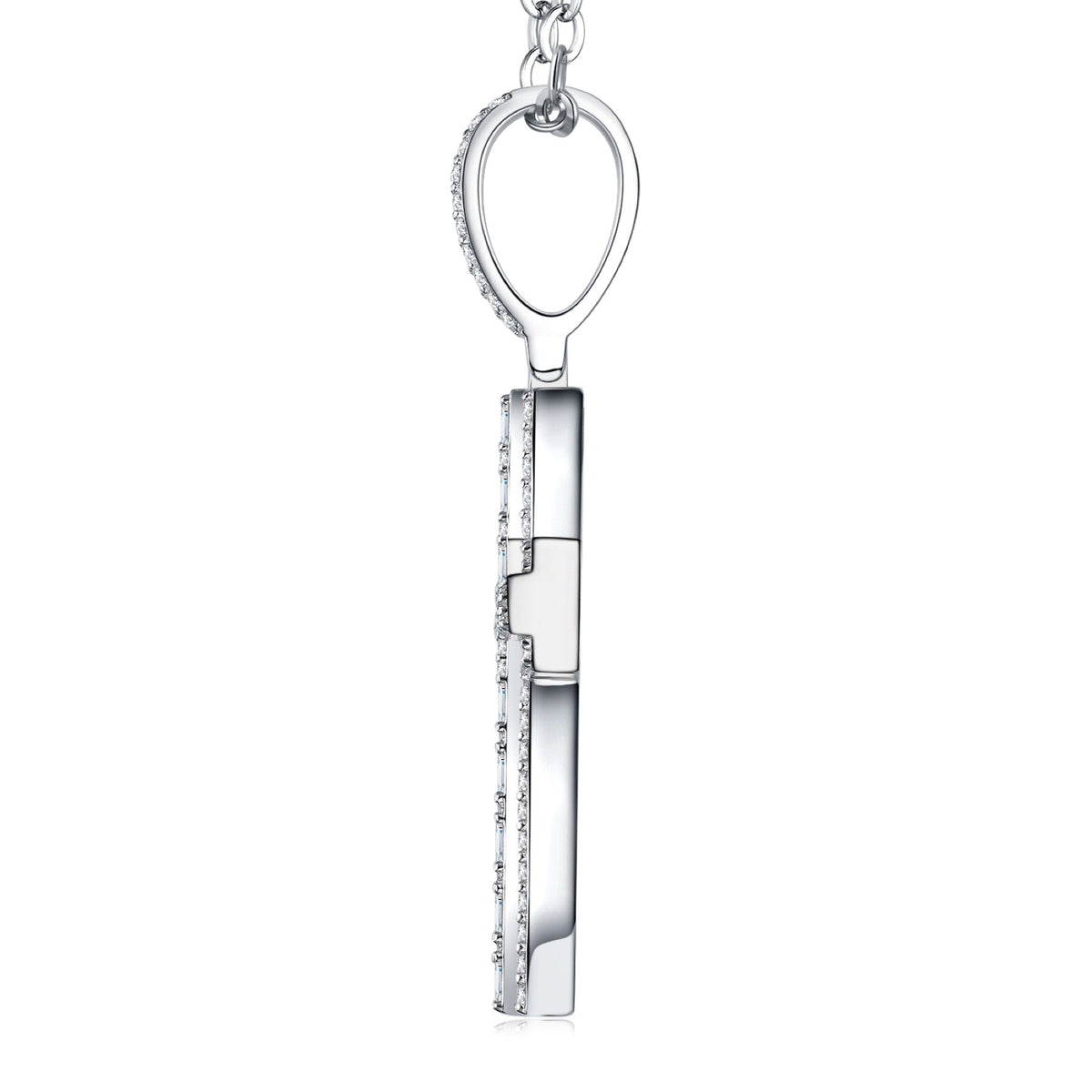 Providence Moissanite Cross Necklace in Sterling Silver