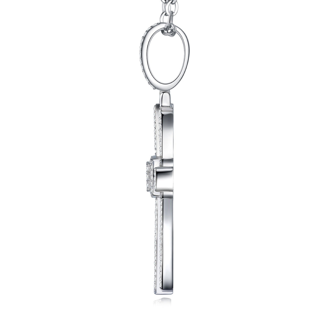 Covenant Moissanite Cross Necklace in Sterling Silver