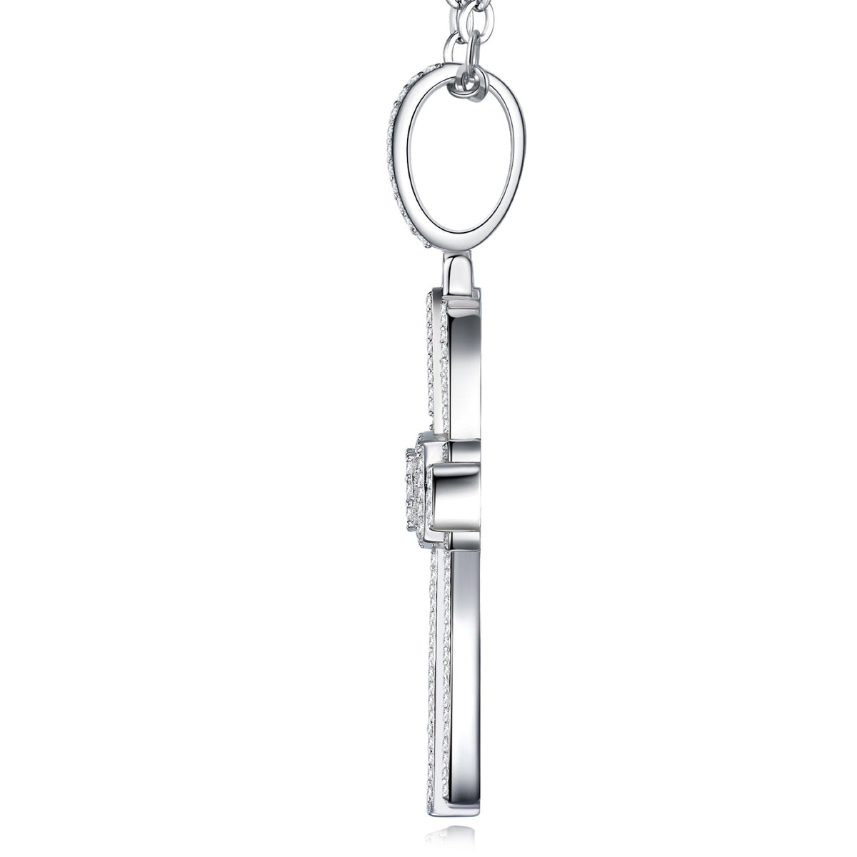 Covenant Moissanite Cross Necklace in Sterling Silver