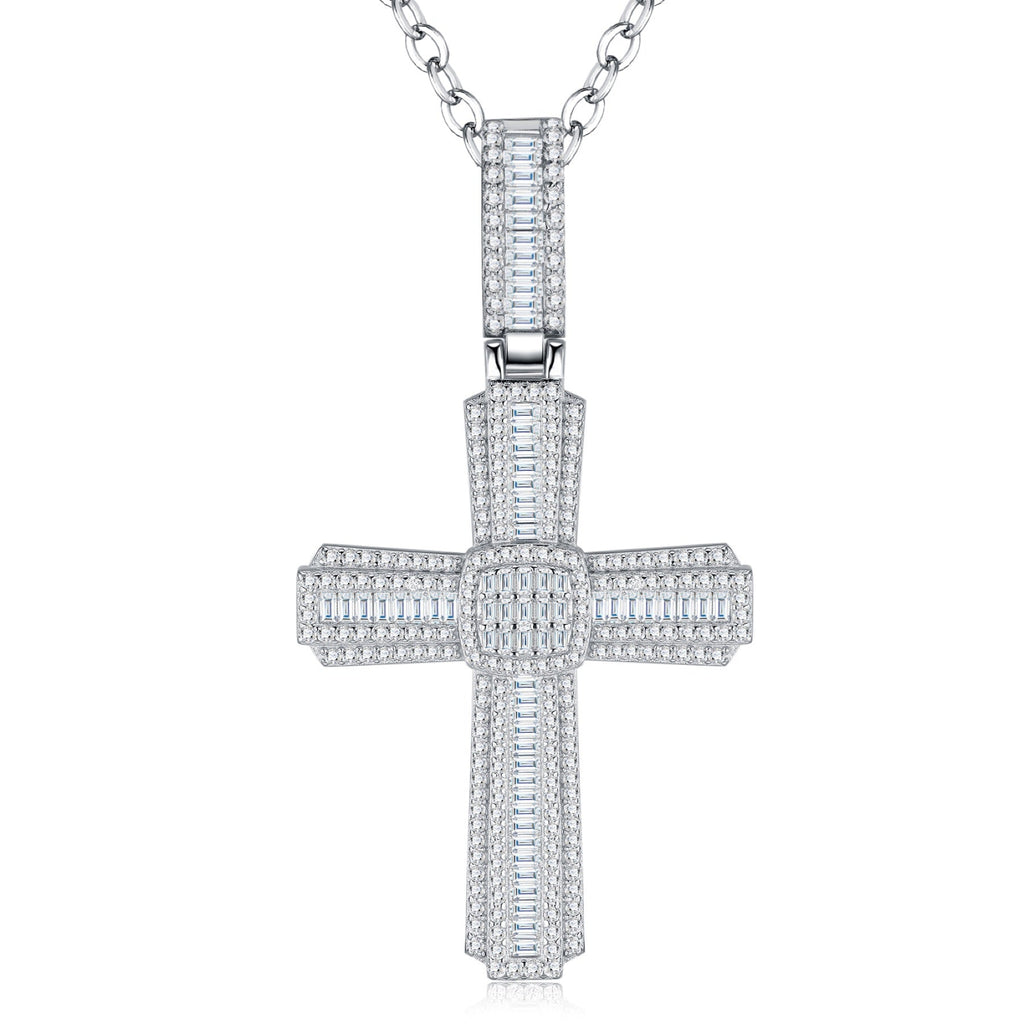 Covenant Moissanite Cross Necklace in Sterling Silver