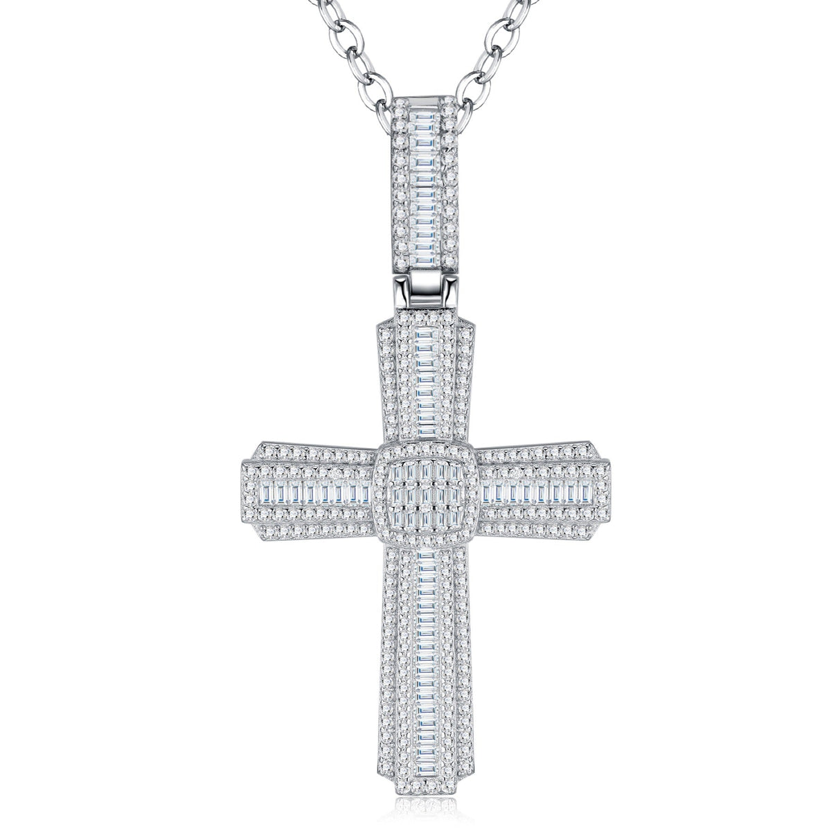 Covenant Moissanite Cross Necklace in Sterling Silver