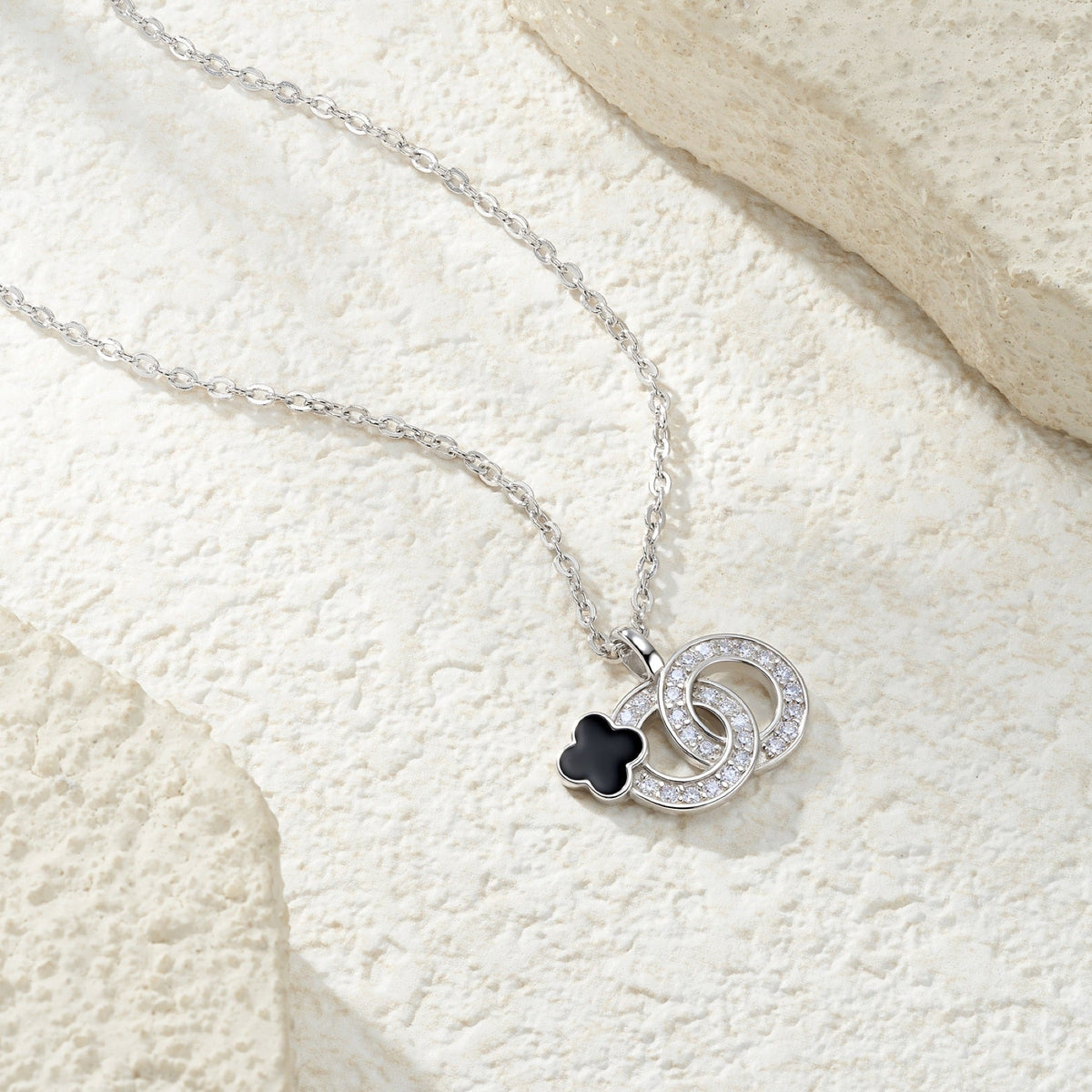 Clover Link Moissanite Clover Link Necklace in Sterling Silver