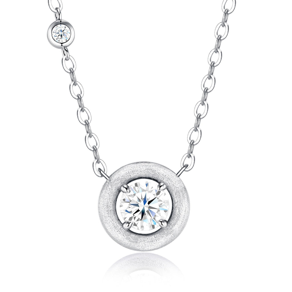 Solo Moissanite Bezel Solitaire Necklace in Sterling Silver