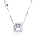 Slate Moissanite Emerald-Cut Bezel Necklace in Sterling Silver