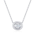 Pebble Moissanite Oval Bezel Necklace in Sterling Silver