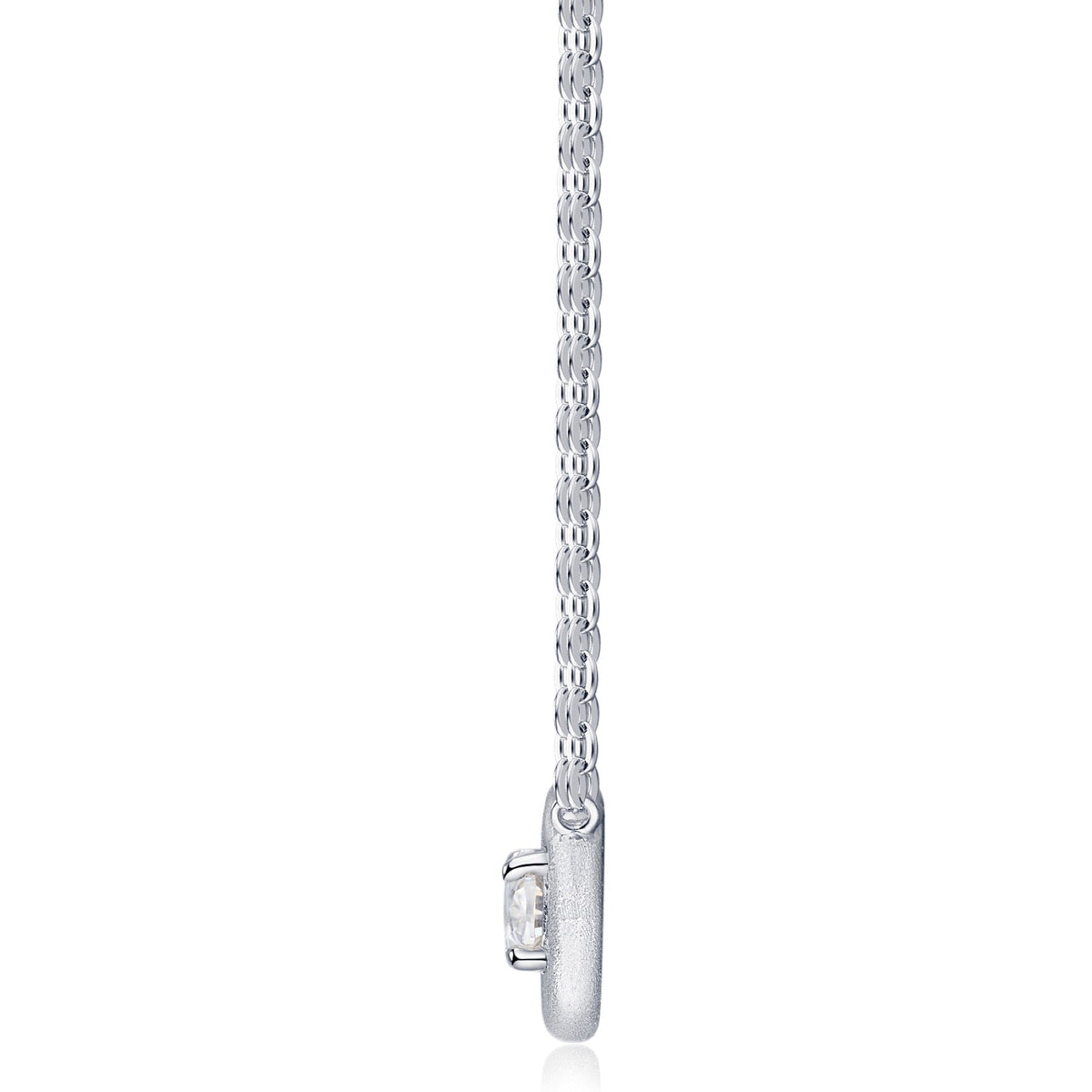 Pebble Moissanite Oval Bezel Necklace in Sterling Silver
