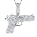 Maverick Moissanite Pistol Pendant Necklace in Sterling Silver