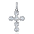 Rosette Moissanite Cross Necklace in Sterling Silver
