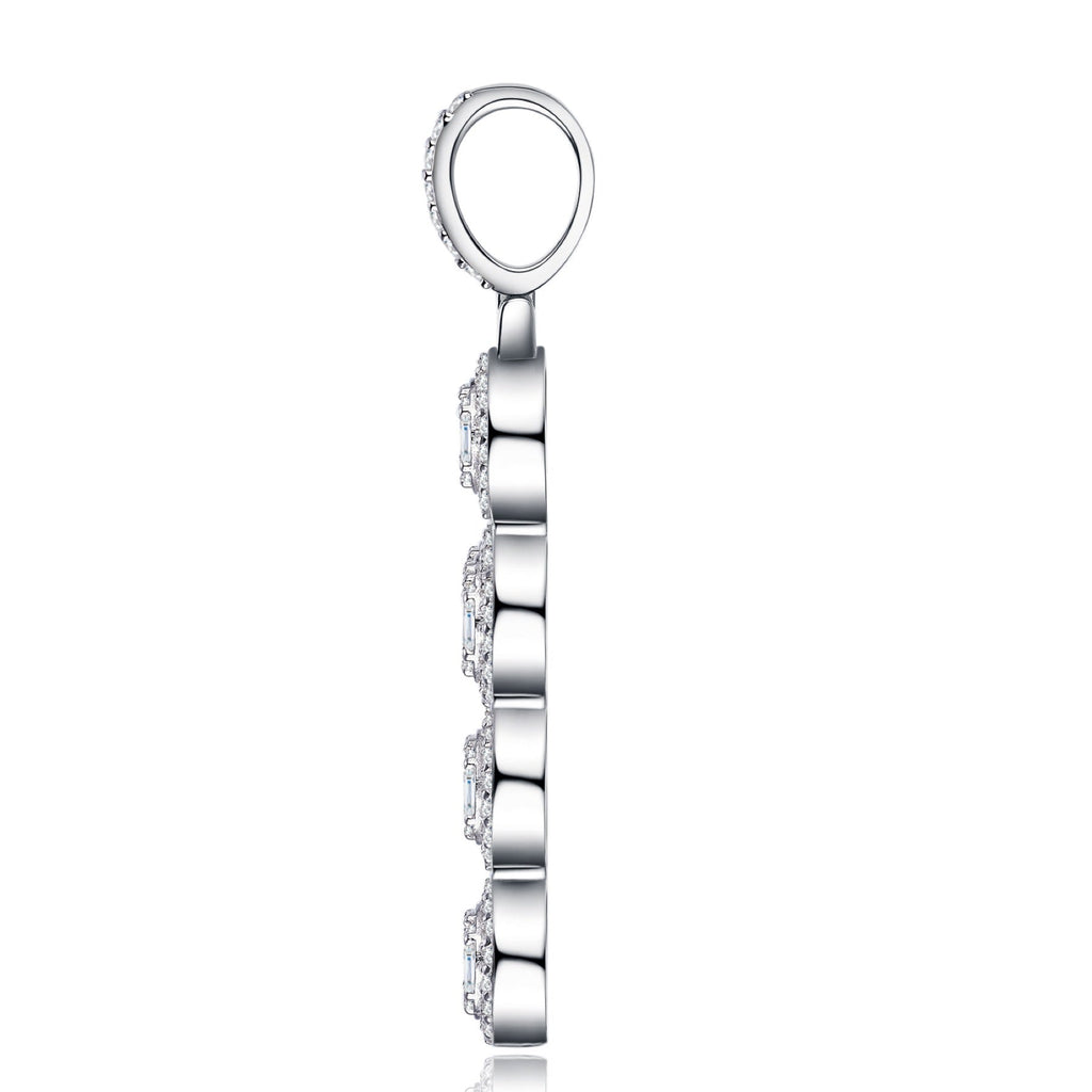 Rosette Moissanite Cross Necklace in Sterling Silver