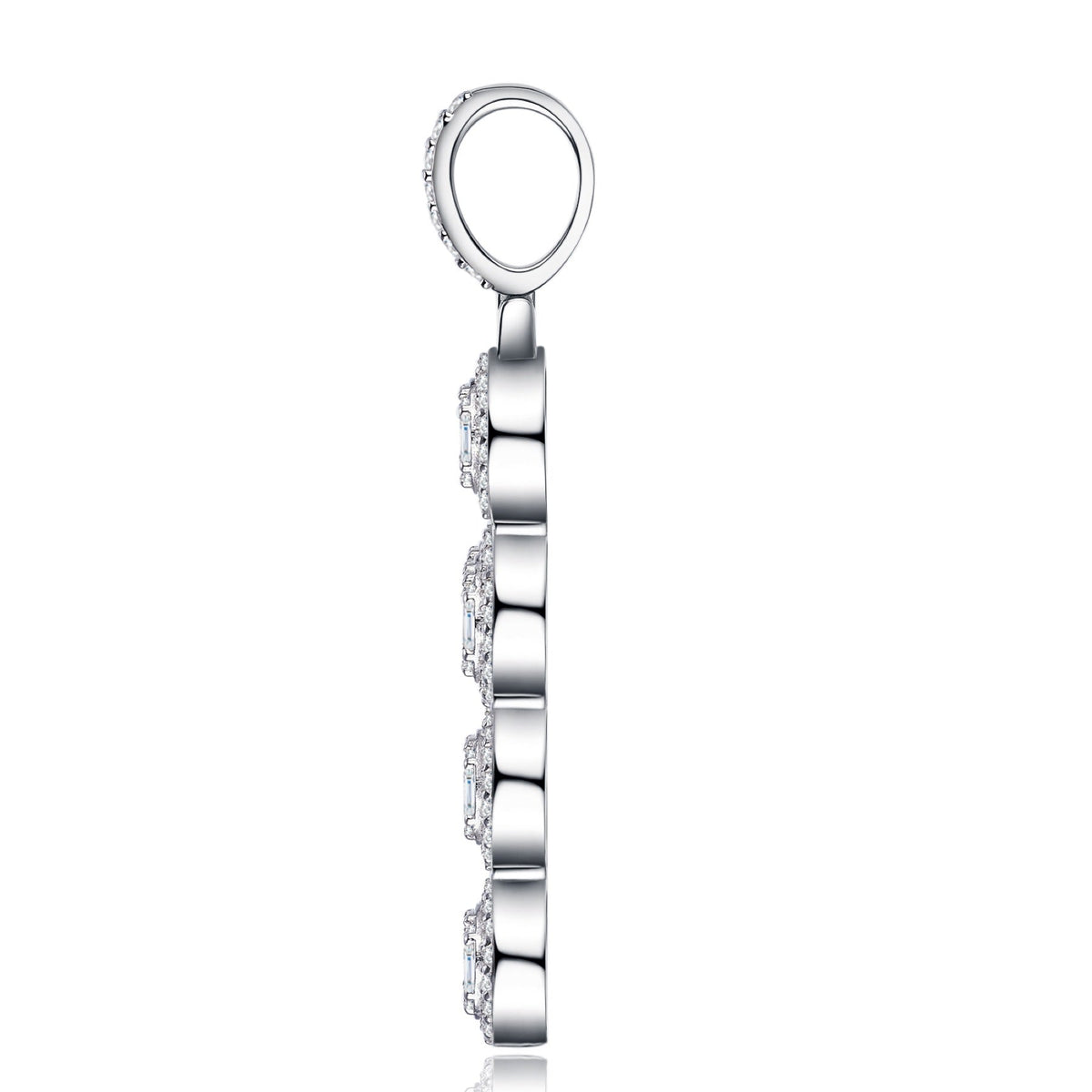 Rosette Moissanite Cross Necklace in Sterling Silver
