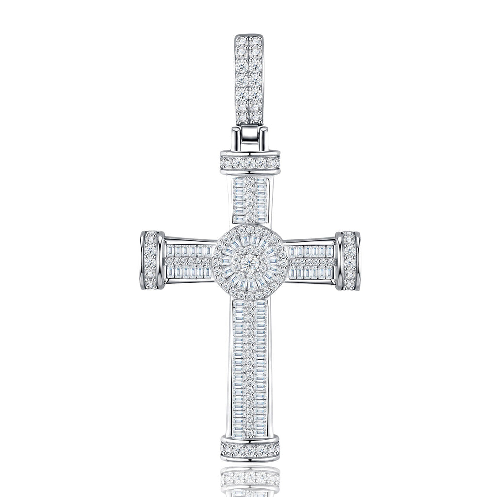 Icon Moissanite Cross Necklace in Sterling Silver