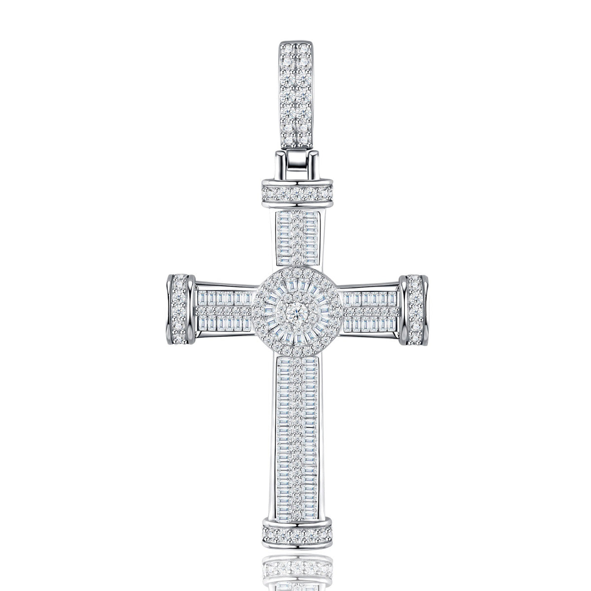 Icon Moissanite Cross Necklace in Sterling Silver