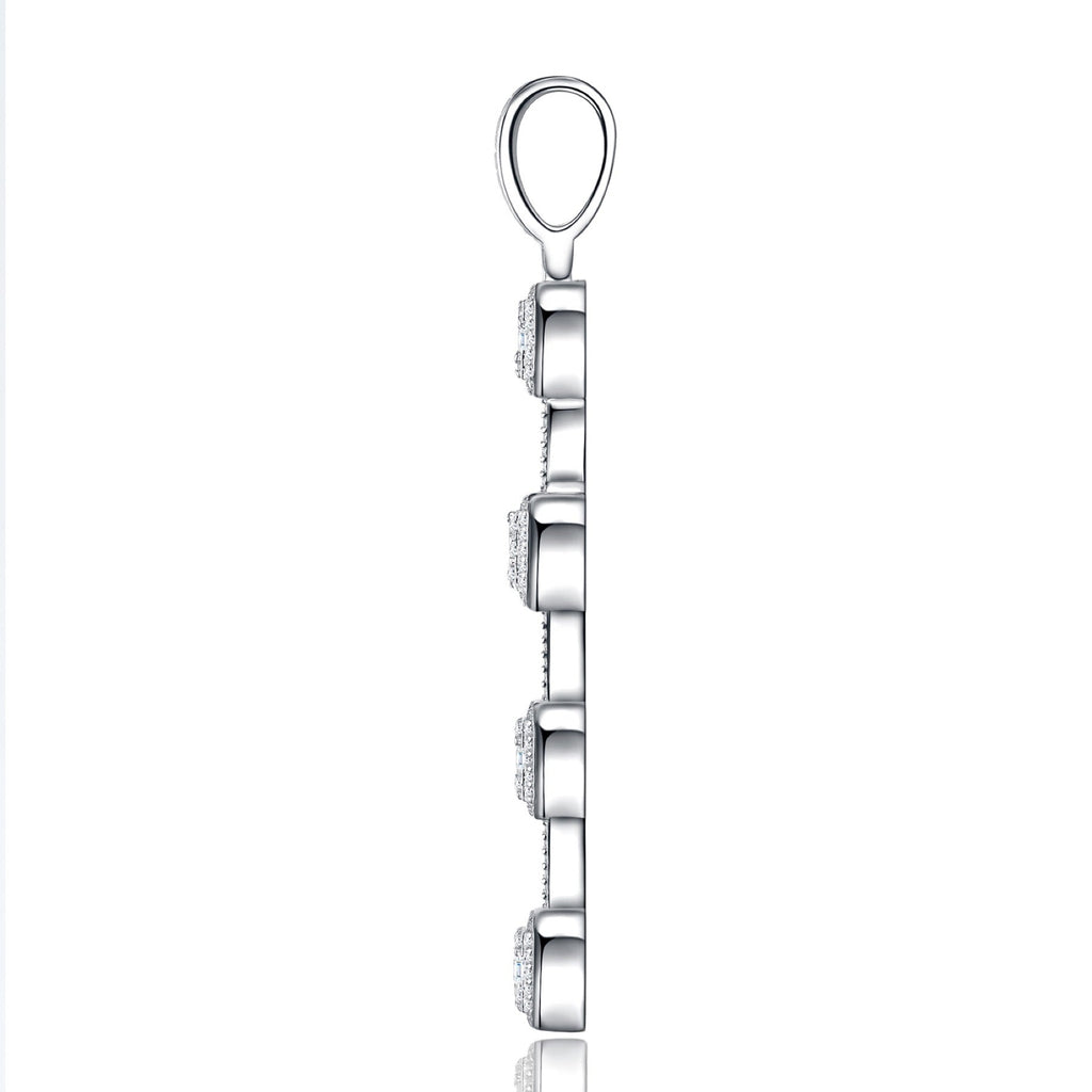 Pillar Moissanite Cross Necklace in Sterling Silver
