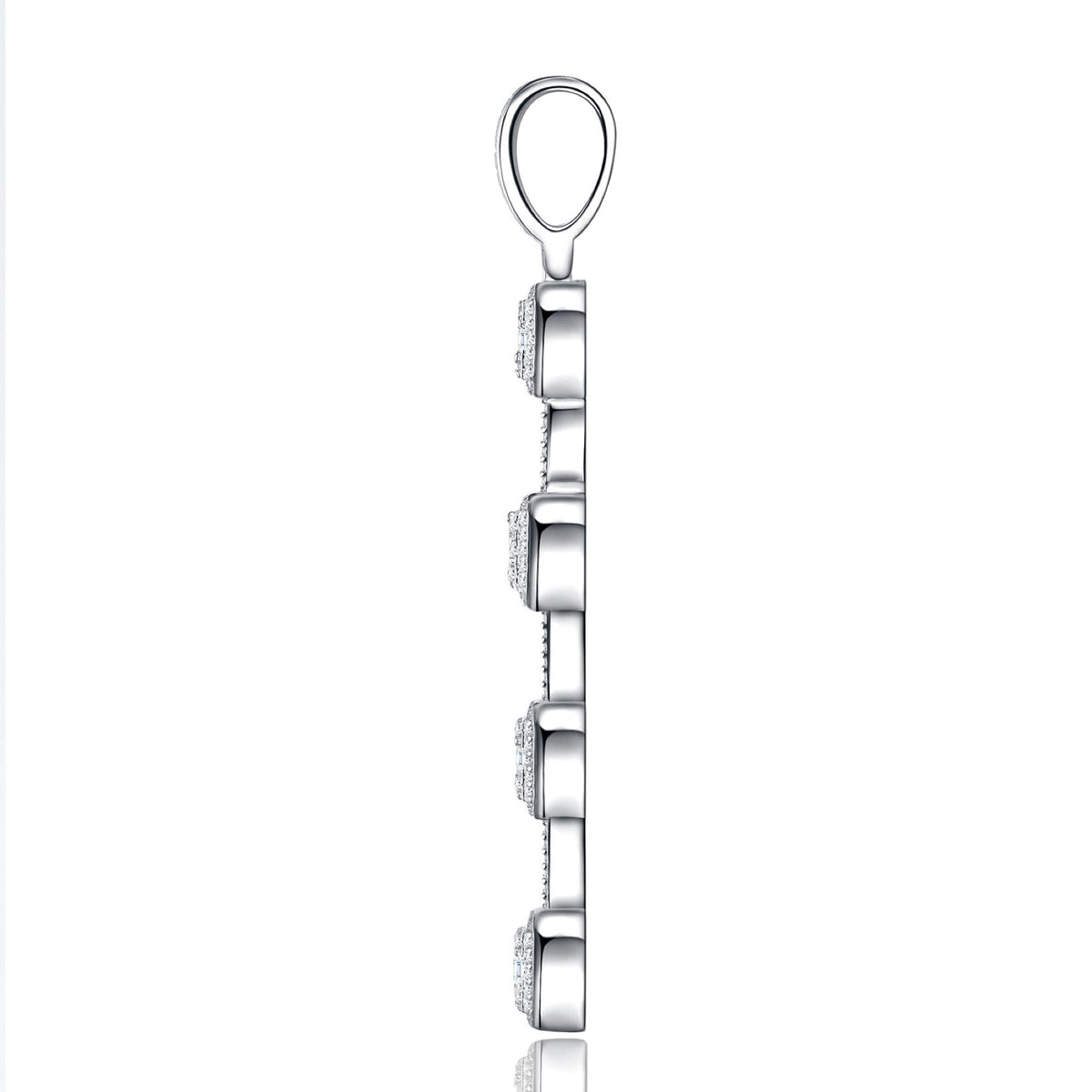 Pillar Moissanite Cross Necklace in Sterling Silver