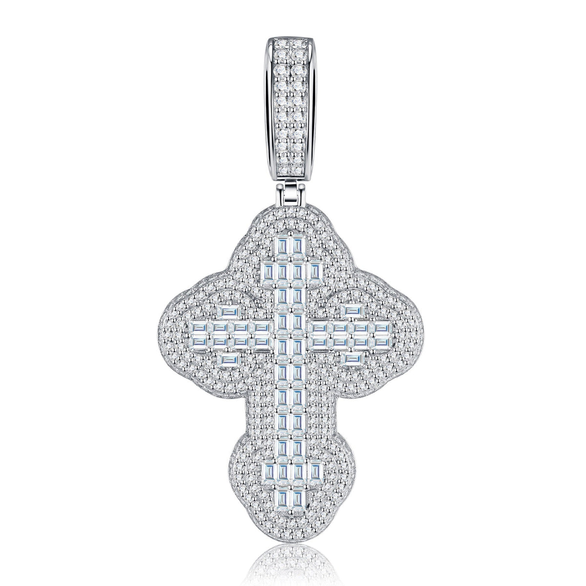 Templar Moissanite Cross Necklace in Sterling Silver