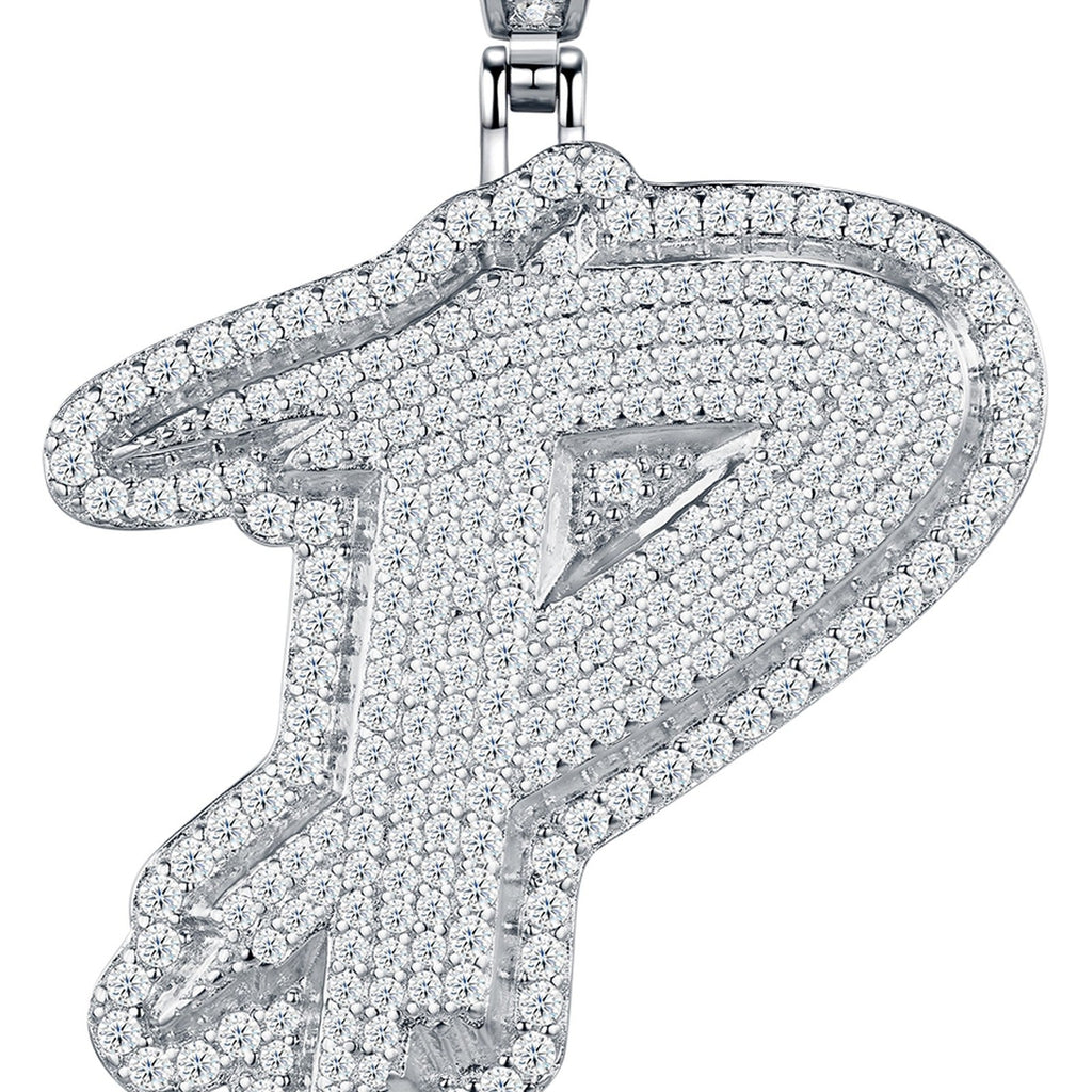 Initial P Moissanite Iced Bubble Pendant Necklace in Sterling Silver