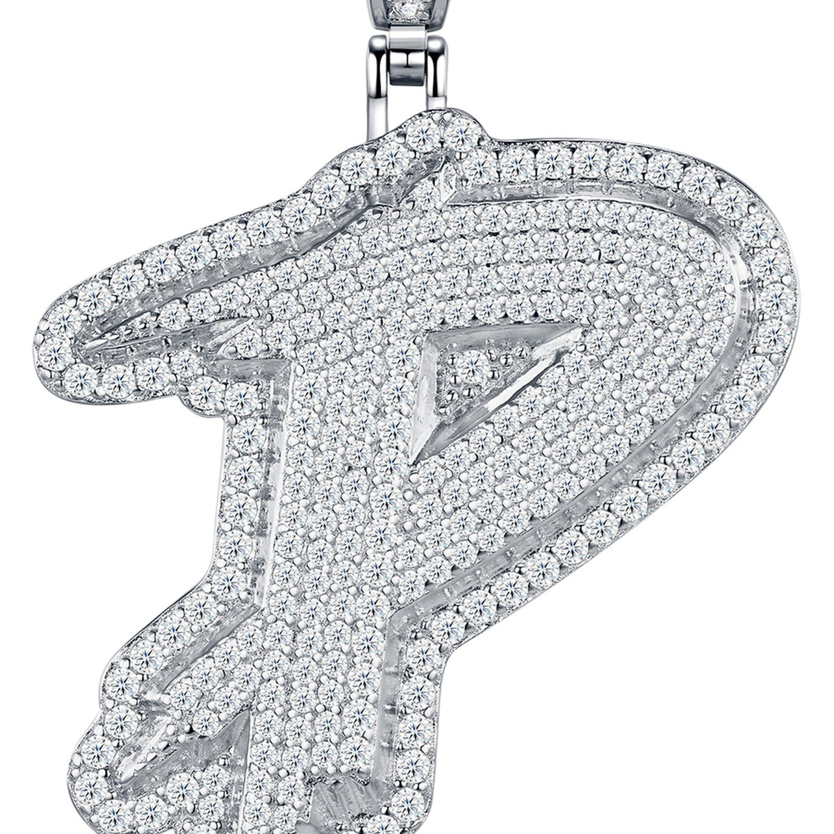 Initial P Moissanite Iced Bubble Pendant Necklace in Sterling Silver