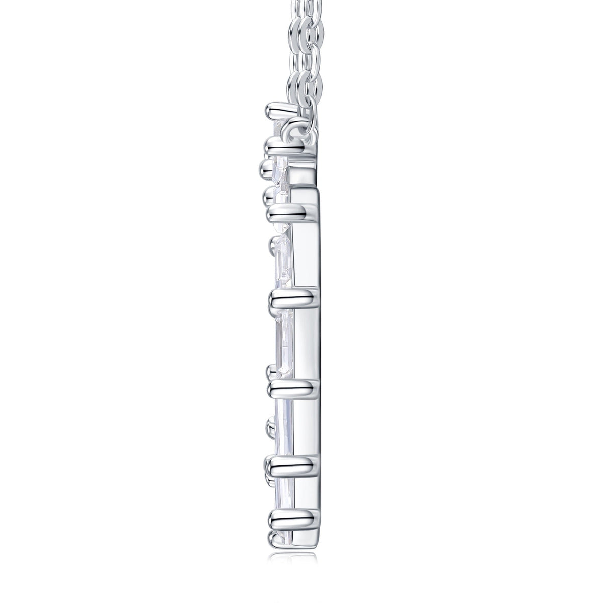 Circlet Moissanite Baguette Circle Necklace in Sterling Silver