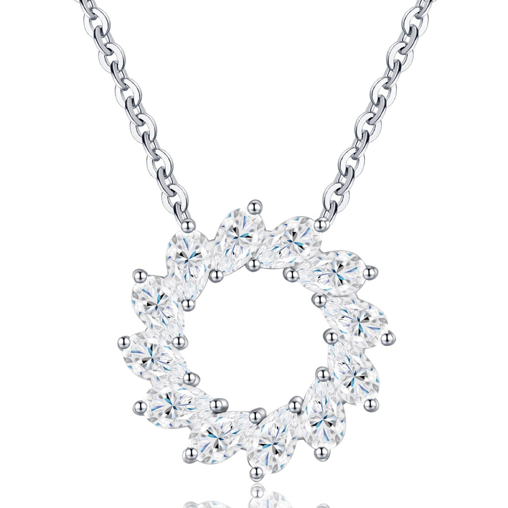 Wreath Moissanite Circle Wreath Necklace in Sterling Silver