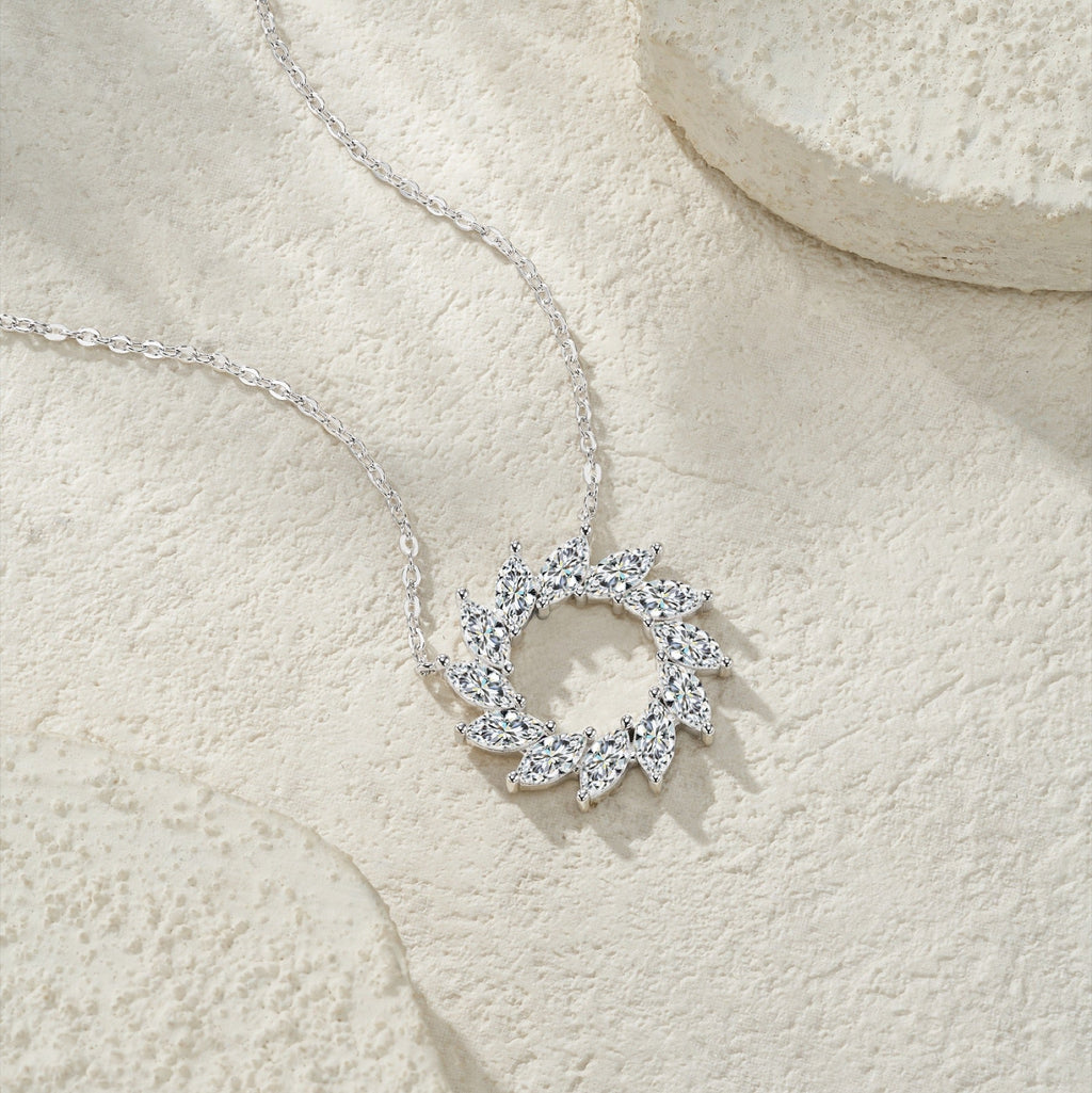 Verdure Moissanite Laurel Wreath Necklace in Sterling Silver