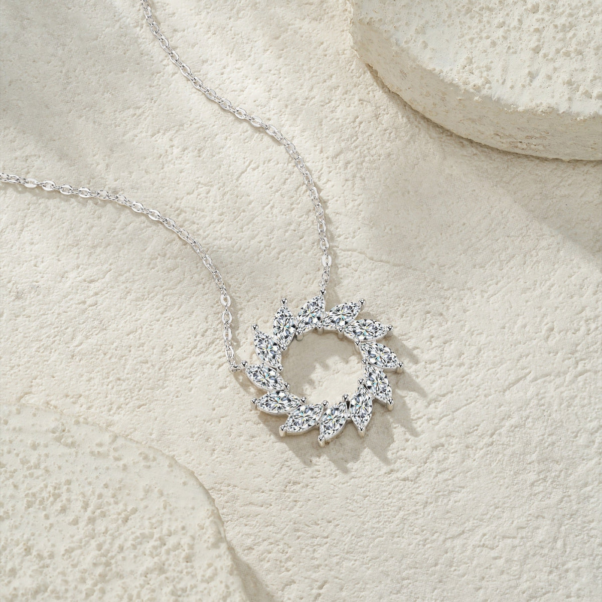 Verdure Moissanite Laurel Wreath Necklace in Sterling Silver