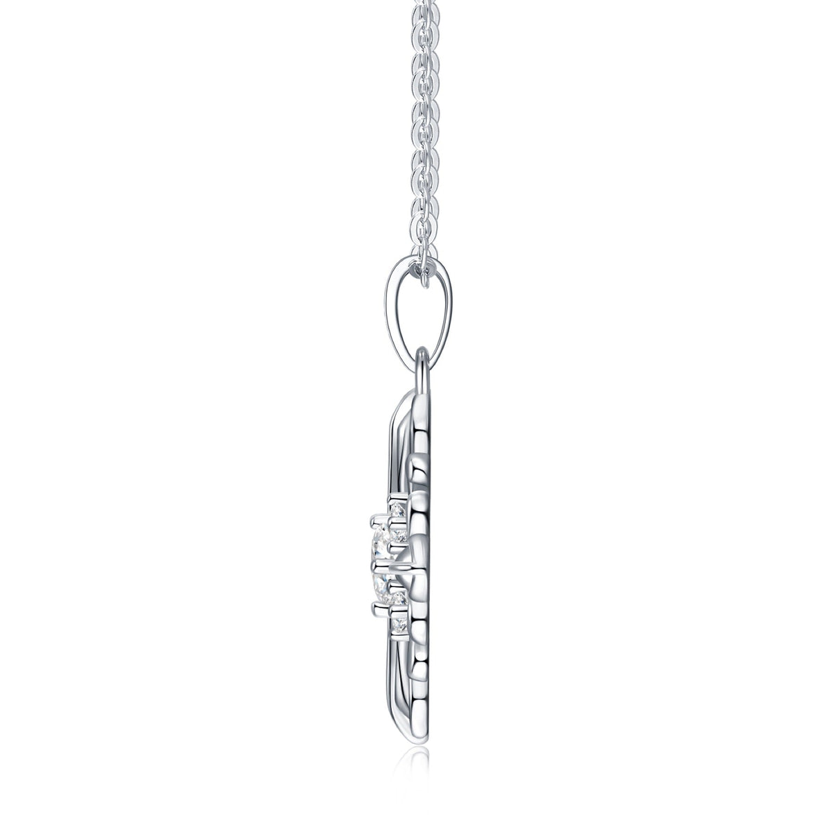Basilica Moissanite Cross Necklace in Sterling Silver