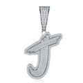 Initial J Moissanite Iced Bubble Pendant Necklace in Sterling Silver