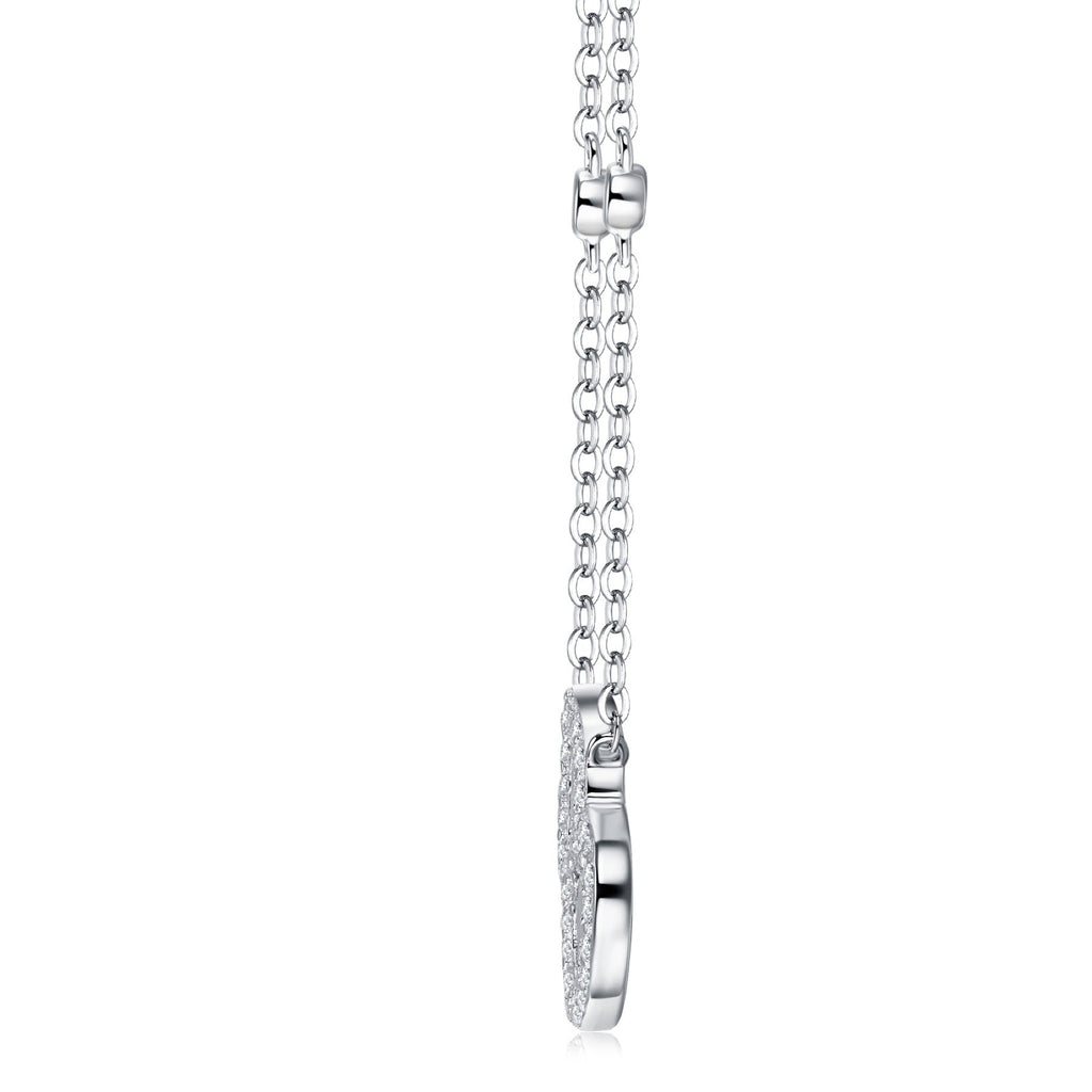 Coeur Moissanite Baguette Heart Necklace in Sterling Silver