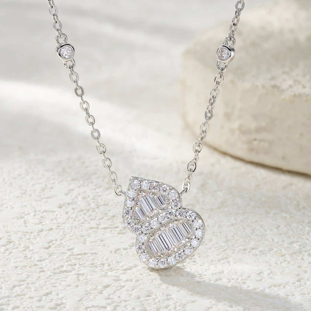 Coeur Moissanite Baguette Heart Necklace in Sterling Silver