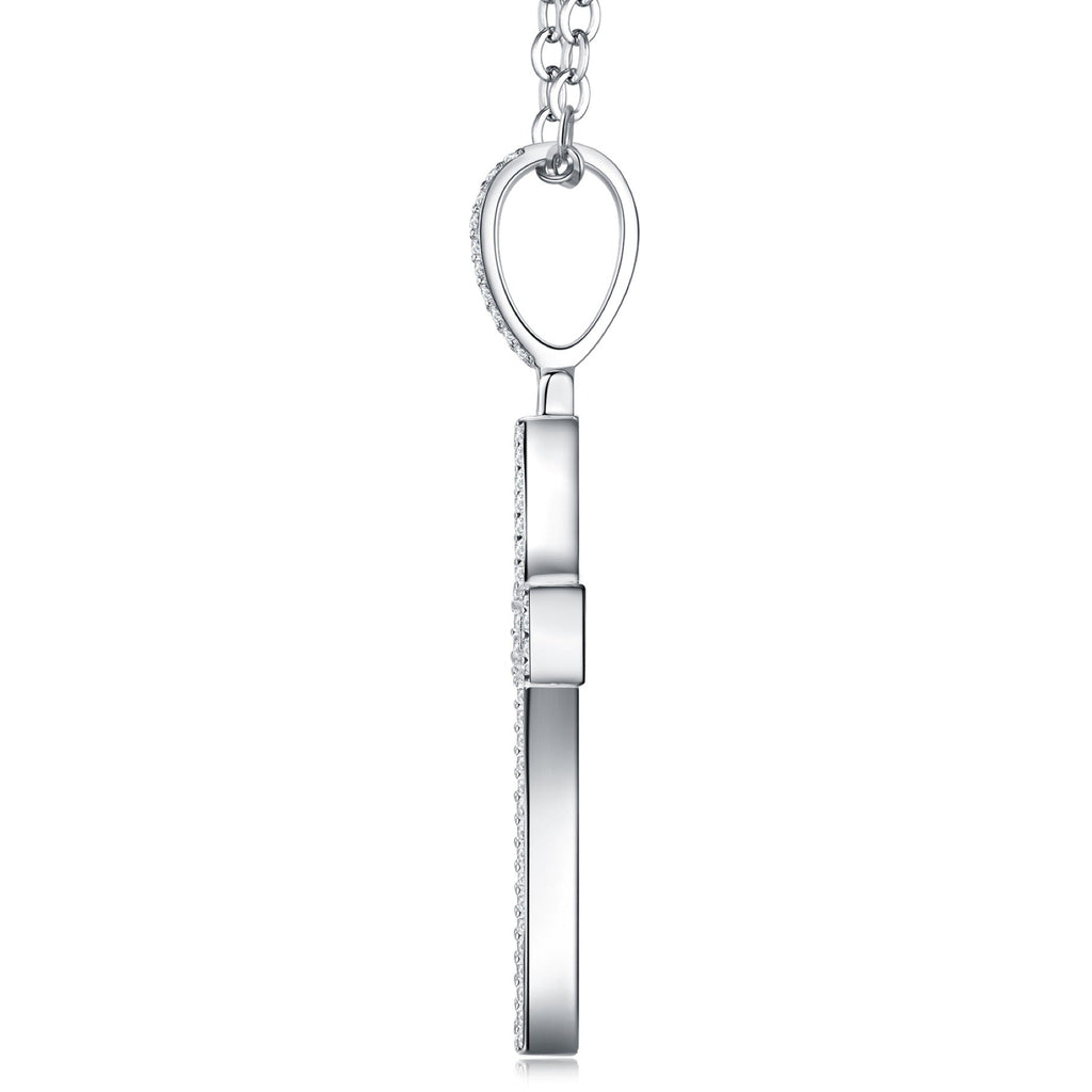 Reliquary Moissanite Cross Necklace in Sterling Silver