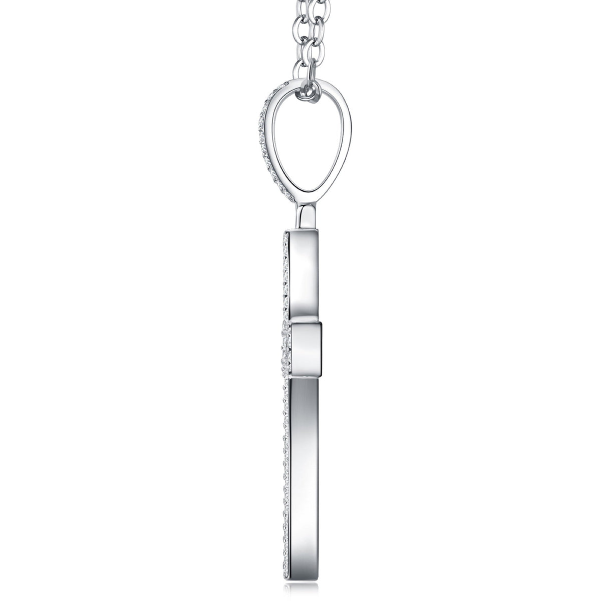 Reliquary Moissanite Cross Necklace in Sterling Silver