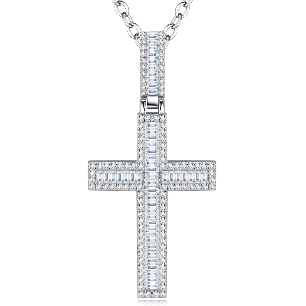 Reliquary Moissanite Cross Necklace in Sterling Silver