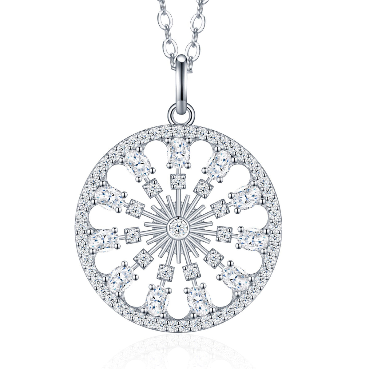 Rosace Moissanite Openwork Medallion Necklace in Sterling Silver