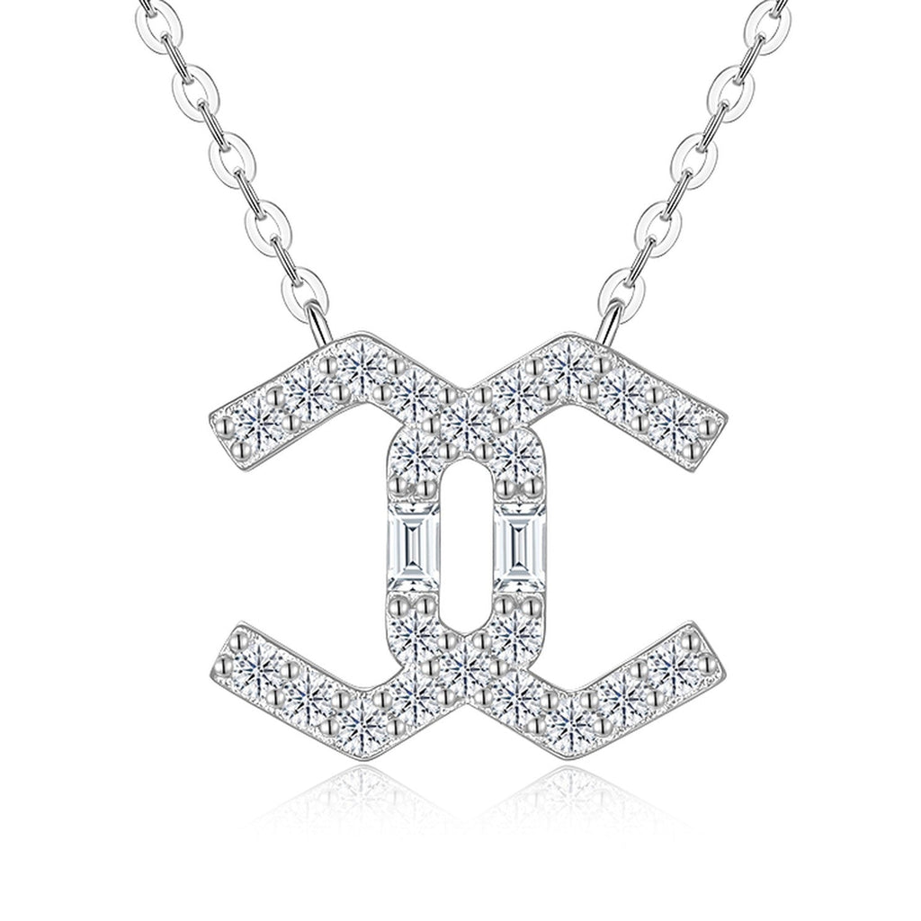Emblem Moissanite Geometric Pendant Necklace in Sterling Silver