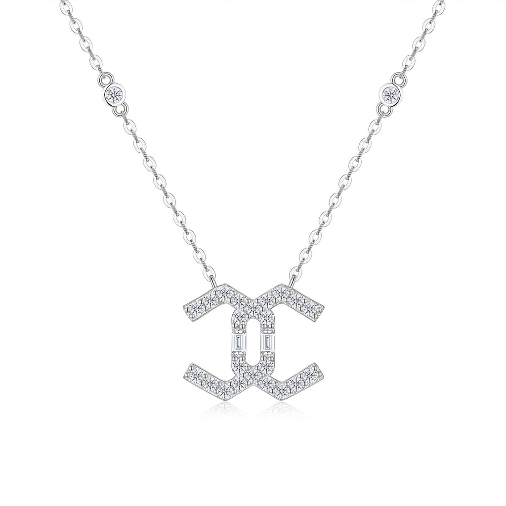 Emblem Moissanite Geometric Pendant Necklace in Sterling Silver