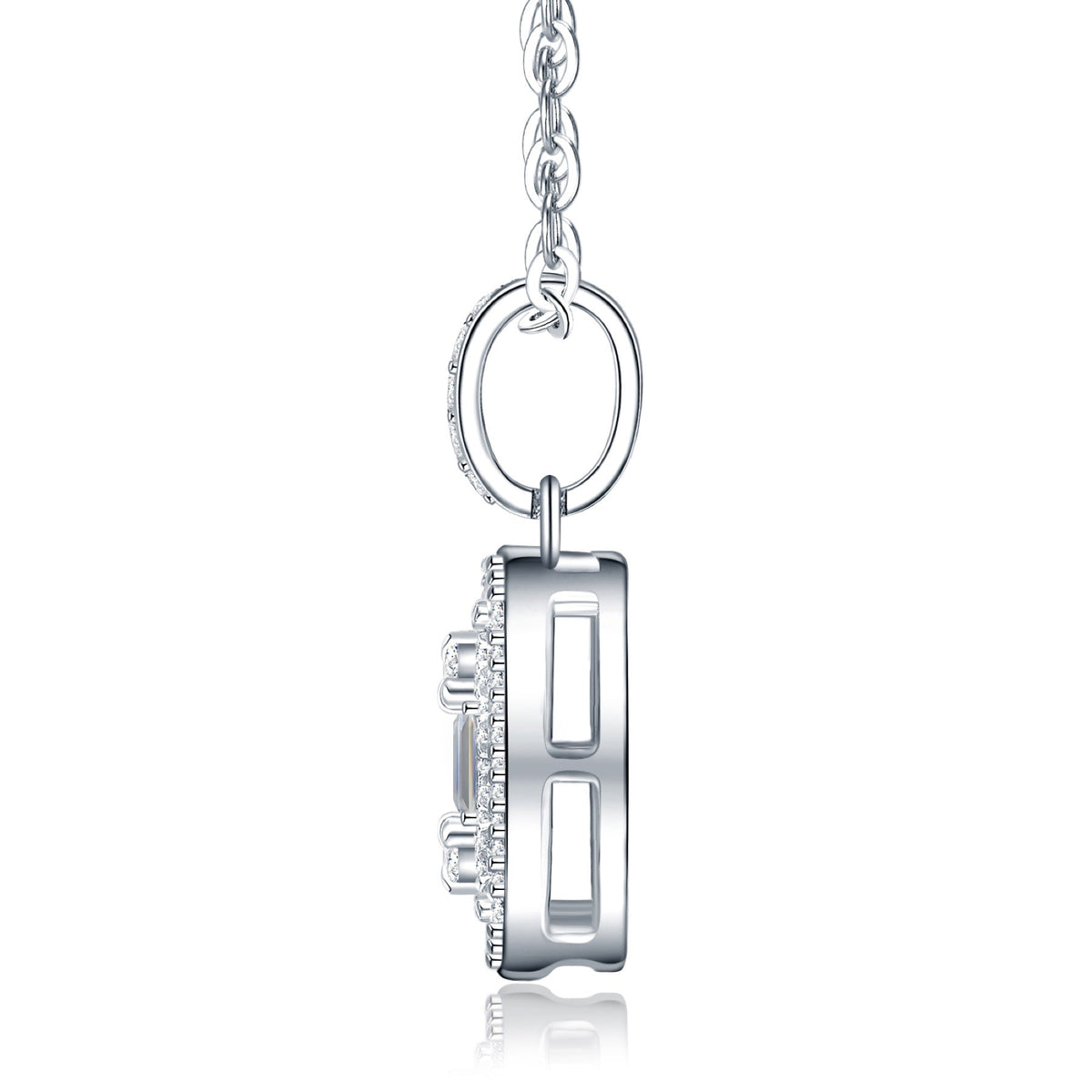Ingot Moissanite Baguette Cluster Pendant Necklace in Sterling Silver