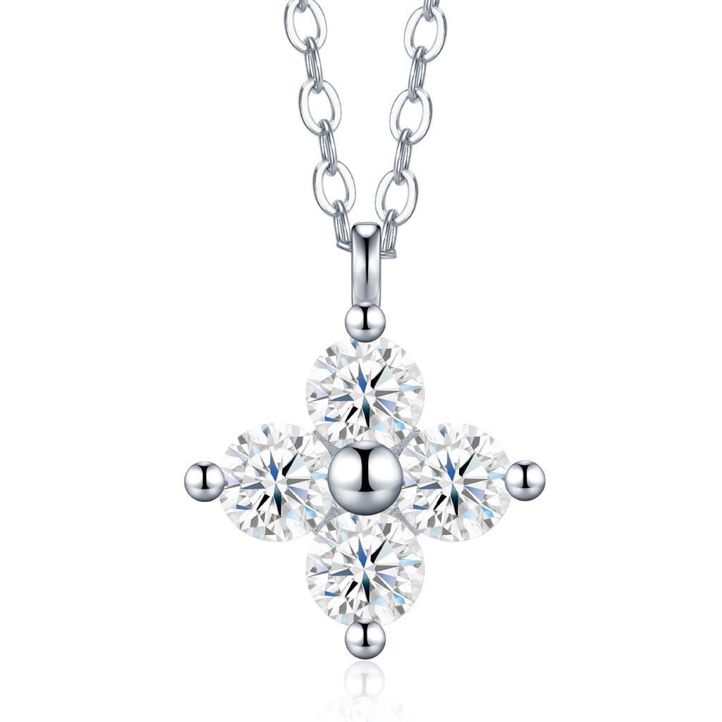 Trefle Moissanite Clover Pendant Necklace in Sterling Silver
